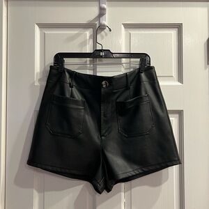 Anthropologie Maeve Colette faux black leather shorts 32